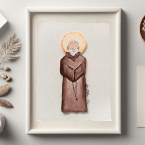 saint padre pio watercolor print handmade